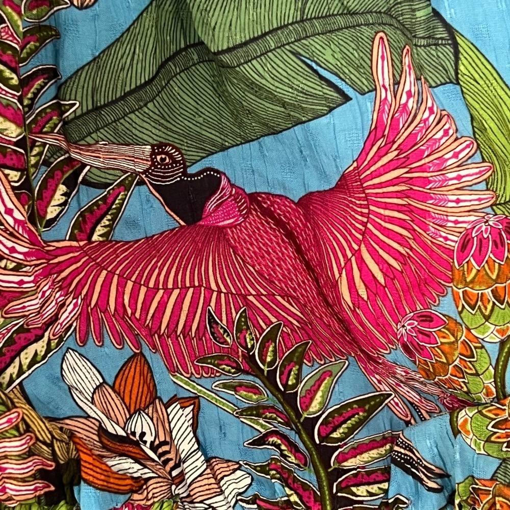 Rachel Rachel Roy S Blue Tropical Bird Floral Smocked Peasant Top Off Shoulder‎ - Picture 12 of 14